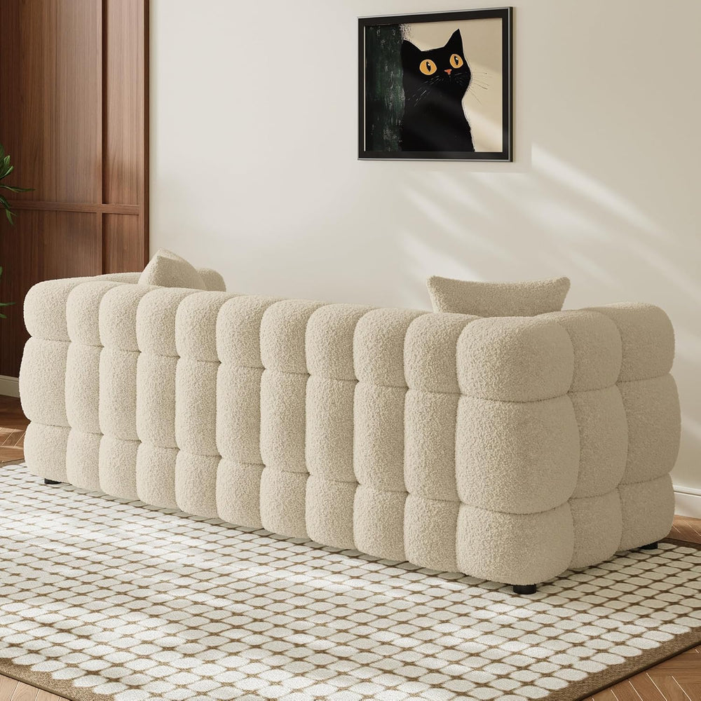 Wrofly Boucle Sofa Couch, 74.8" Comfy Upholstered Sherpa Sofa, Tufted Co...