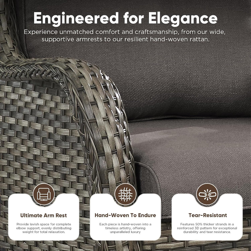 Belord Patio Furniture Set with Fire Pit Table, Outdoor Swivel Rocker Patio C...