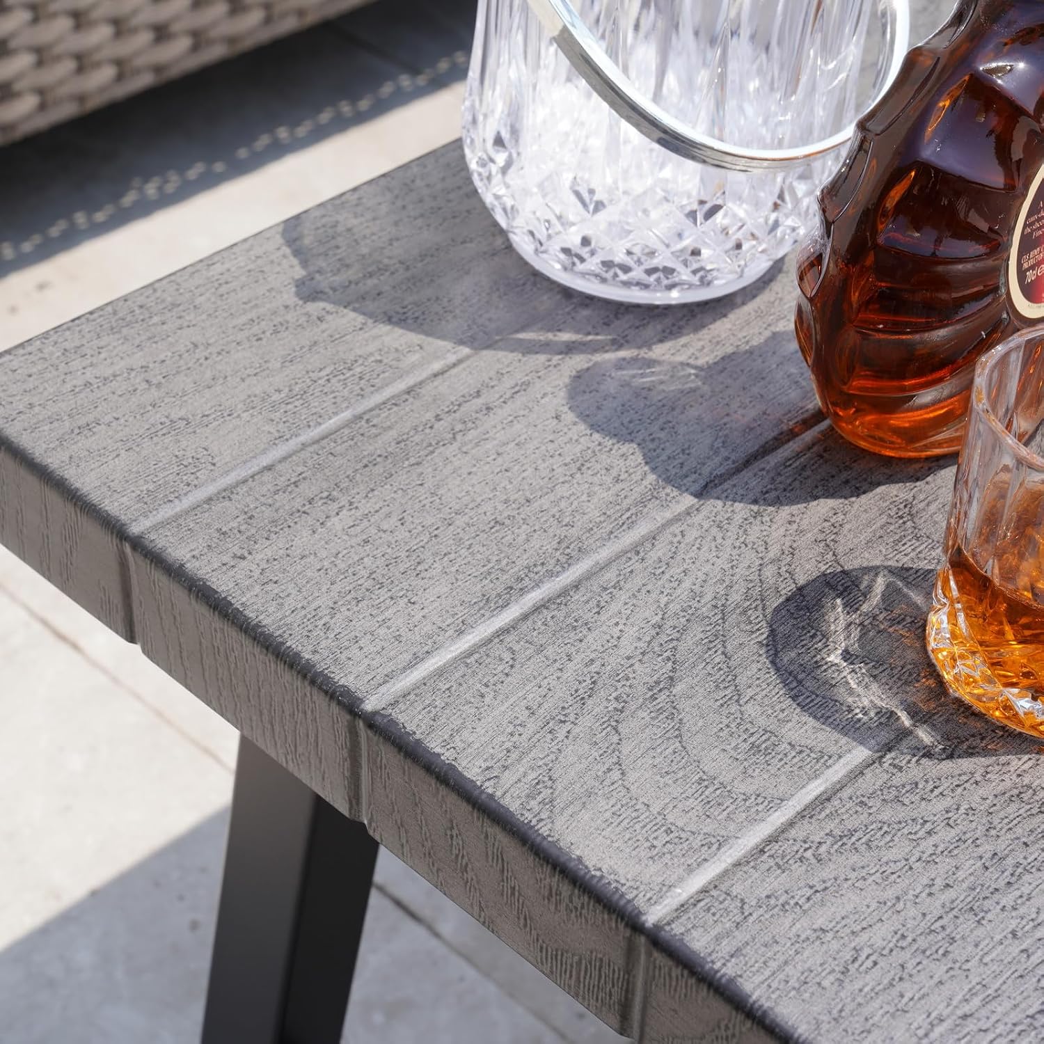 Grand patio Outdoor Coffee Table, 32 Inch Side Table Modern Rectangle with Faux Wood Tabletop Fits with Conversation Set