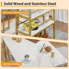 Dining Table Set for 2, Counter Height Kitchen Table and Chairs, Bar Table Set with 2 Upholstered Bar Stools, 3 Piece Dining Room Table Set for Small Space, Apartment, Gold