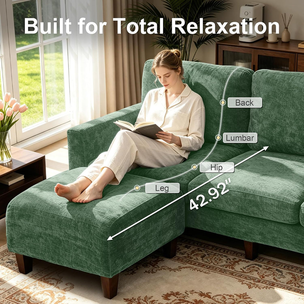 L Shaped Sectional Couch for Living Room, Modular Small Sofa with Ottoman | 9...