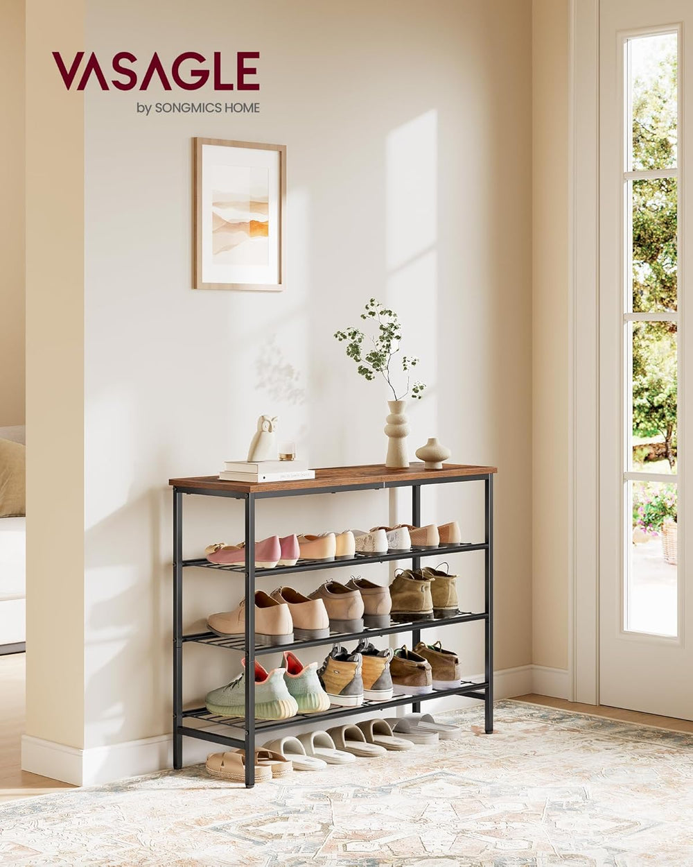 VASAGLE Shoe Rack, Shoe Storage Rack for Closet, Entryway, Living Room, Free ...