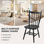 HNY Black Windsor Dining Chairs Set of 2, Farmhouse Wooden Kitchen Chairs with Spindle Back, Mid Century Modern Armless Kitchen Side Chair for Dining Living Room Restaurant