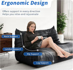 Foam Bean Bag Chairs for Adults,Big Faux Leather Bean Bag Lounger Couches, Modern Sofa,Floor Lazy Sponge Couch for Living Room Bedroom Dorm Office,Black