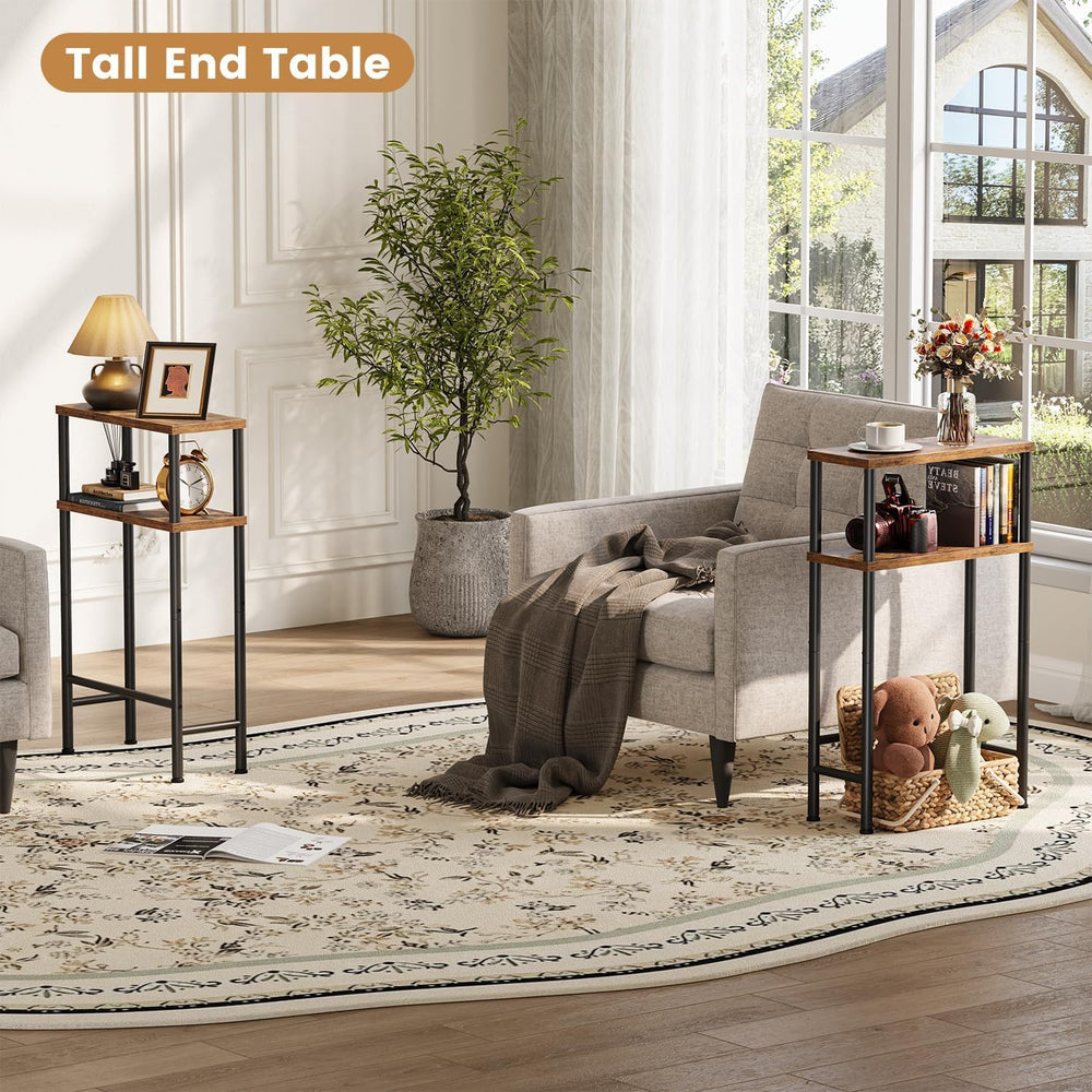 Asgolion Narrow Console Table, 15.7" Small Entryway Table, 2-Tier | Sofa...