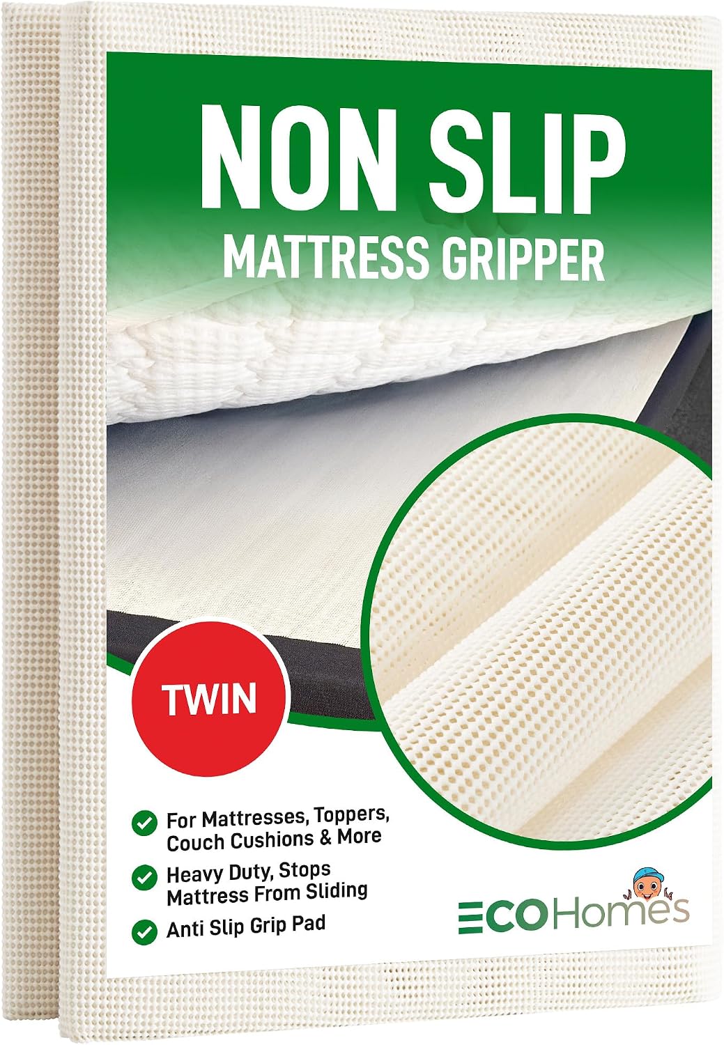 ECOHomes Non Slip Mattress Gripper Pad Stop Mattress, Keep Topper from Sliding - Anti Slip Grip Pads Holder Stop Couch Cushion, Sofa Cushions, Patio & Furniture to Prevent Sliding (Twin)