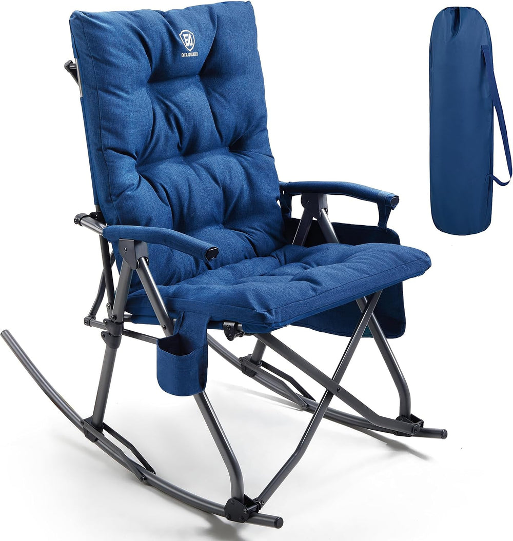 EVER ADVANCED Oversized Folding Rocking Camping Chair, Padded Portable Rocker...