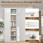 UNICOLY 86.61" H Kitchen Pantry Cabinet, Tall Storage Cabinet with Doors and 4 Shelves, Metal Storage Cabinets for Kitchens, Living Room, Dinning Room, Assembly Required, White