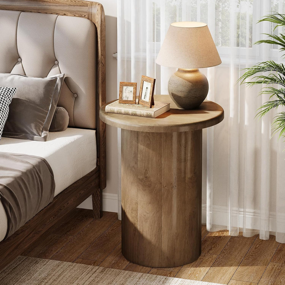 Tribesigns Round Side Table for Living Room, Farmhouse Small End Table with F...