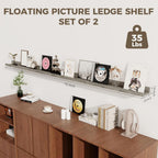 Axeman Grey Floating Shelves | 72 Inch Picture Ledge Shelf Set of 2 | Rustic Grey Picture Shelf for Wall with Ledge | Long Wall Shelves with Lip | Photo Ledge Shelves for Books Album Records