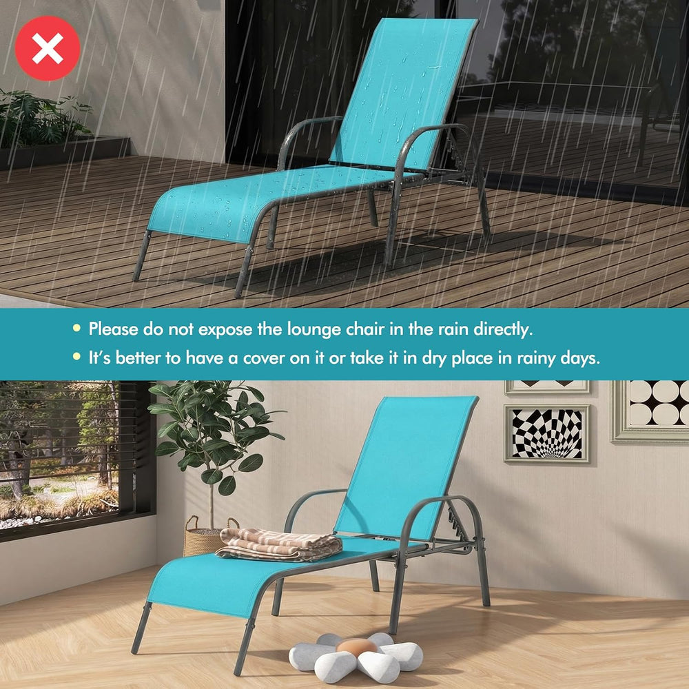 Tangkula Outdoor Lounge Chairs Set of 2, Patio Chaise Lounge with Adjustable ...