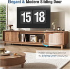 DUMOS 70" Mid Century Modern TV Stand, Mocha Brown Wood Entertainment Center with Storage Cabinets, Media Console Table with Straight Legs & Cable Management for Living Room, Bedroom, Office