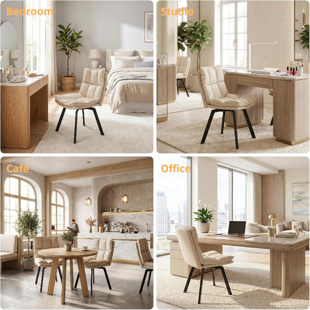 BedsPick 360° Swivel Dining Chair Set of 2 - Faux Leather Upholstered Kitchen...