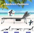 GYMAX Tanning Chair, 3 in 1 Sun Bathing Lounge Chairs with Face/Arm Holes & Side Pocket, Portable Lightweight Face Down Layout Tanning Chair for Outside, Beach, Backyard, Poolside (2, Gray)