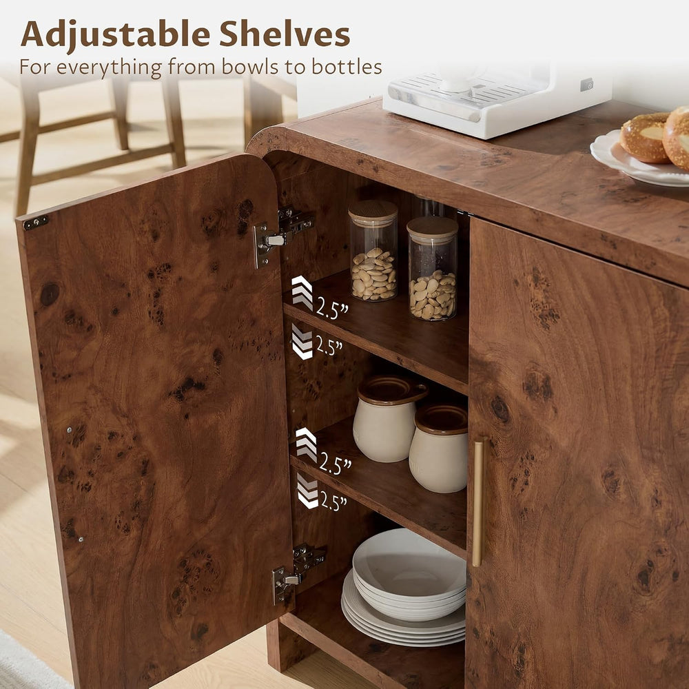 Set of 2 Sideboard Buffet Cabinet, Buffet Cabinet with Storage and 2 Adjustab...