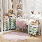 APEXCHASER Rolling Craft Storage Cart with 6 Drawers, Art Cart,Green | Utility Cart with Wooden Top, for Craft Room, Kids Art Station, Sewing Storage, Space-Saving for Home Office & Bedroom