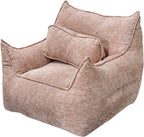 Bean Bag Chairs for Adults, Boneless Chair with Pillow for Bedroom, Khaki | Soft Foam Filled Floor Chair for Living Room, Bedroom, Lazy Sofa, Vacuum Packed Easy to Gift, 48H to Expand