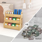 Wisuce Tea Holder for Tea Bags Organizer - Bamboo Tea Organizer for Tea Bags 3-Tier Stackable Wall Mount Large Capacity Tea Storage Box (Nature)