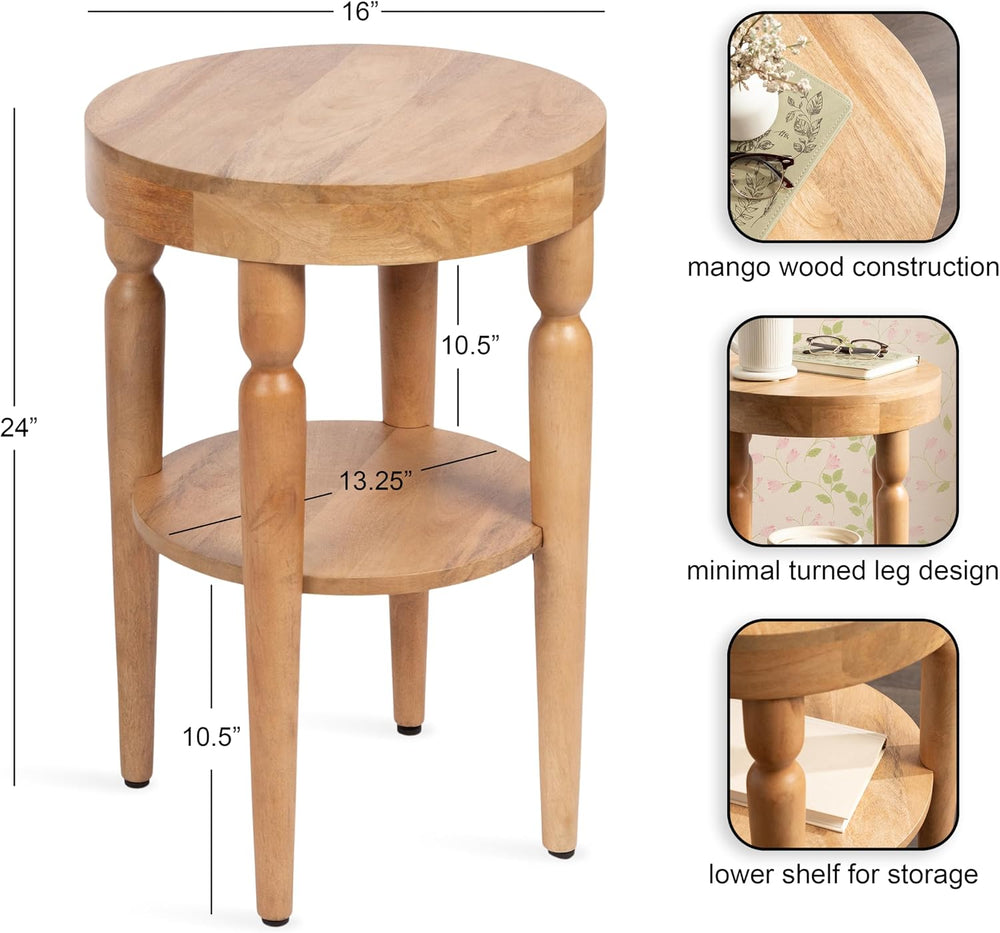 Kate and Laurel Ardentown Modern Round Wood Side Table, 16 x 16 x 24, Natural...