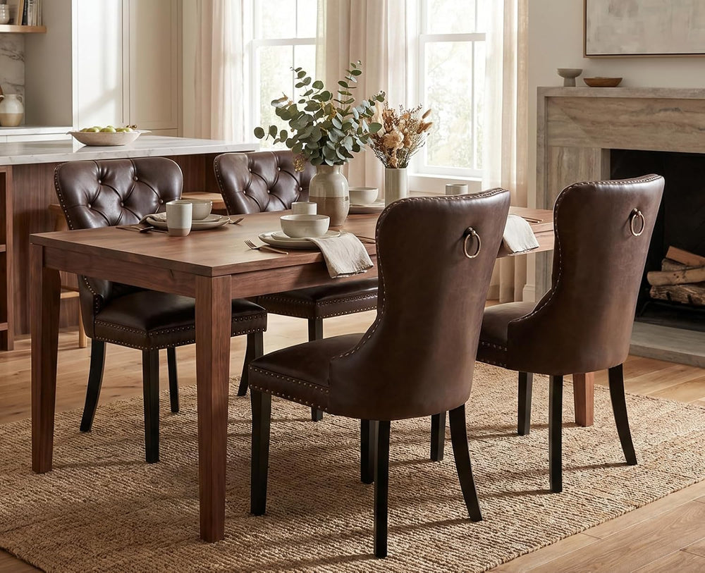 EALSON Modern Dining Chairs Set of 2 Mid Century Leather Dining Room Chairs w...