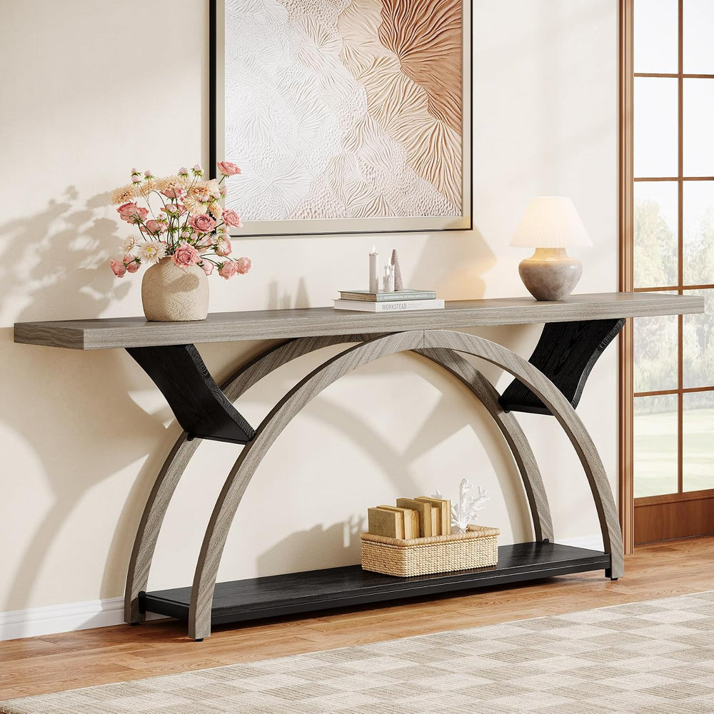Tribesigns 70.87" Console Table, Industrial Sofa Table Behind Couch with...