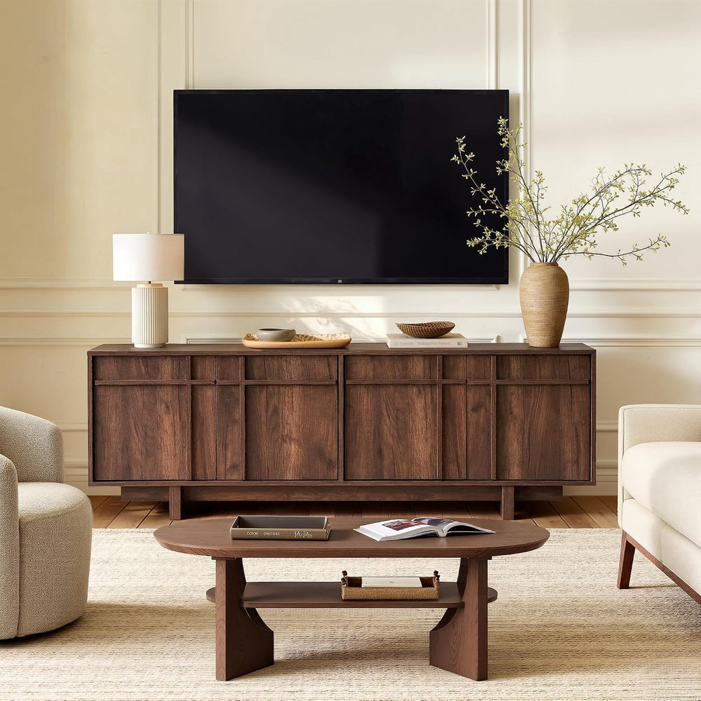 65.6" Mid Century Modern TV Stand for 75 Inch TV, Walnut | Media Console...