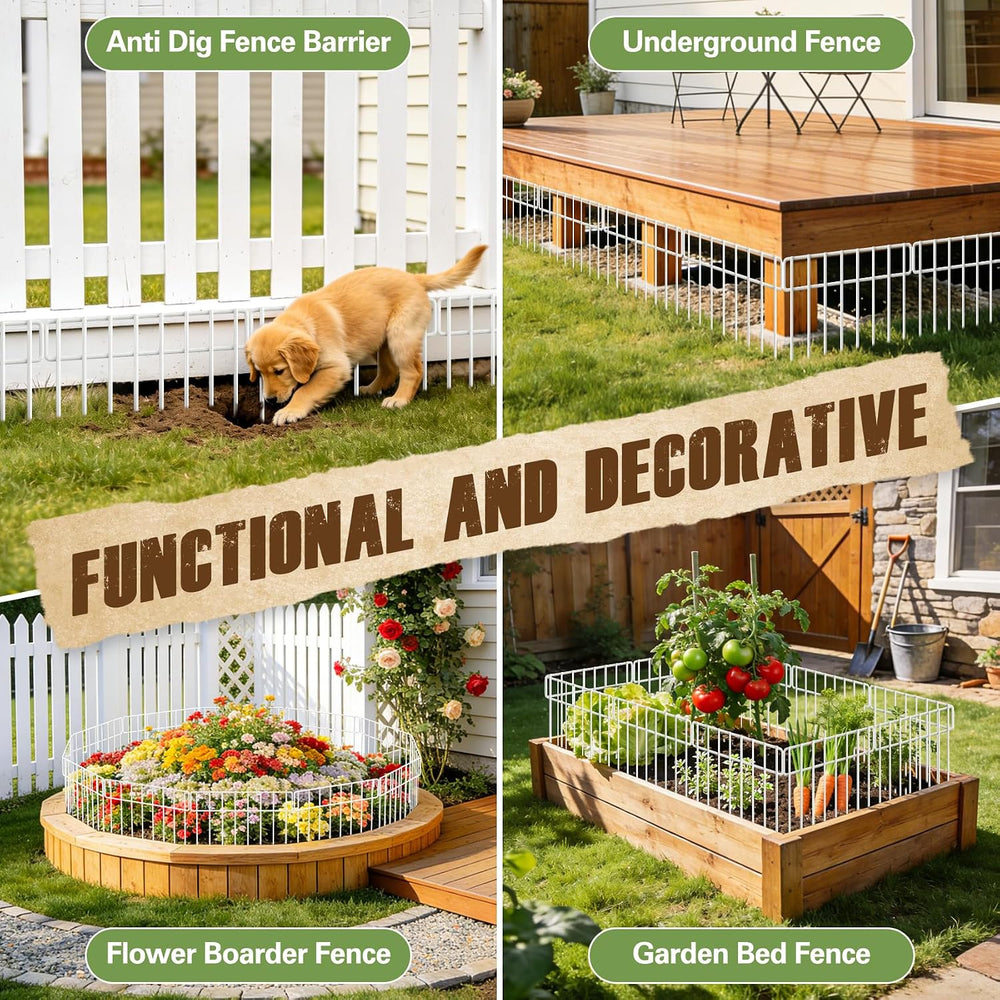 42.5FT White Garden Fence Animal Barrier - 30 Pack No Dig Fence Panels Dog Fe...