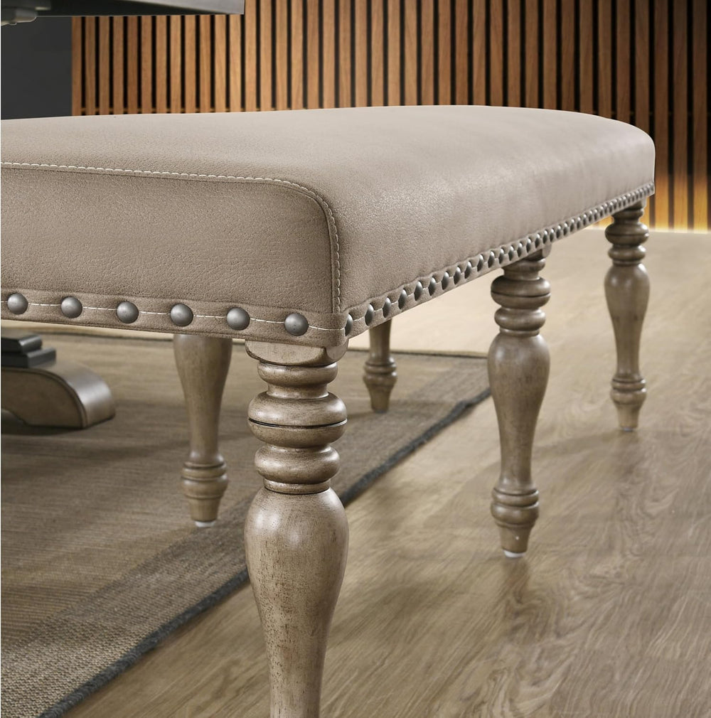 Roundhill Furniture Birmingham Microfiber Upholstered Bench with Nail Head Tr...