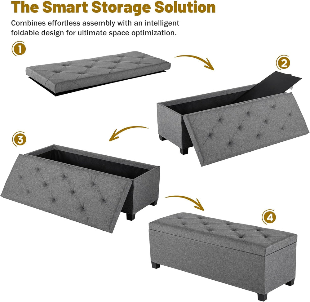 DUMOS Upholstered Storage Bench, End of Bed Ottoman, Extra Large 46.5 Gal (17...