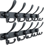Dseap Coat Rack Wall Mount 2.0 Pro: Heavy Duty 300% Thicker, 16" Stud Mount, Stainless Steel Wall Coat Hooks Hanger for Clothes Jackets Hats Entryway Closet, MaxStrong Series, Black, Pack of 2