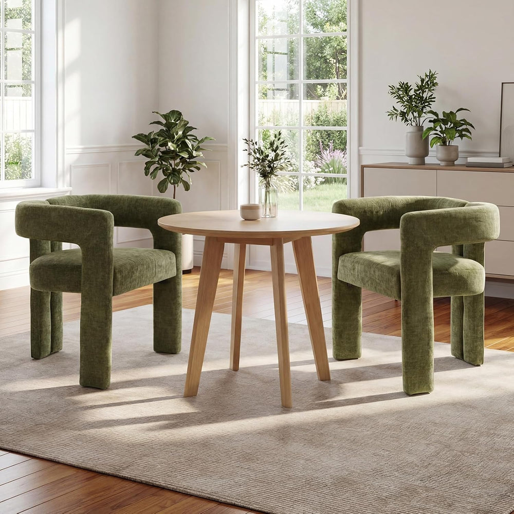 VESCASA Modern Barrel Dining Chairs Set of 2 with Open Back, Chenille Upholst...