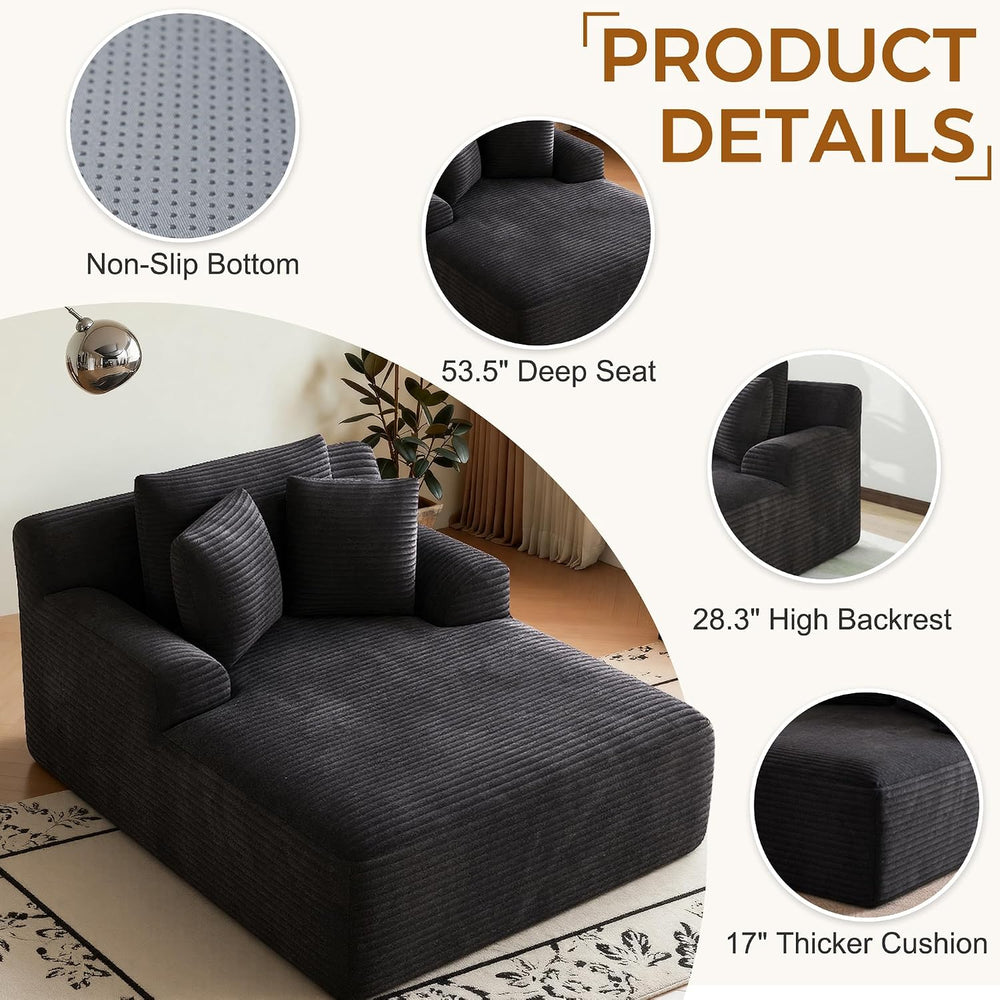 Avenix 66" Oversized Chaise Lounge Chair Indoor, Cloud Corduroy Reading ...