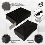 Drawer Organizer Clothes - 3 Set Multipurpose Dresser Drawer Organizer for Adults & Kids, Closet Foldable 10 Cells per Organizer - Non-Woven Fabric, T-Shirts, Baby Clothes, Shorts Organizer - Black