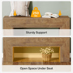 Tribesigns 47'' Wooden Entryway Bench, Farmhouse Entry Bench Seat, Indoor End of Bed Bench with Storage Capability for Living Room, Bedroom, Hallway, Easy Assembly, Natural Brown