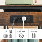 HOOBRO Bakers Rack with 4 AC Power Outlets, 5-Tier Coffee Bar with Wire Basket, Microwave Stand with Paper Holder and Drawer, Kitchen Storage Shelf, Rustic Brown and Black BF84UHB01
