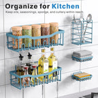 EUDELE 5-Pack Rustproof Stainless Steel Shower Caddy – No Drill Adhesive Bathroom Organizer with Large Capacity, Spacious Shower Shelves for Inside Shower, Kitchen & Home Decor Storage-XL Size