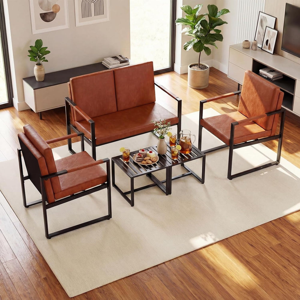 Giantex Indoor Square Side Tables, Set of 2 Metal End Tables with Slatted Tab...
