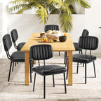 DUMOS Dining Chairs Set of 2, Upholstered Mid-Century PU Leather Accent Chair with Backrest and Metal Legs for Kitchen, Dining Room, Living Room, Black
