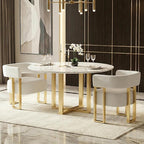 STHOUYN Modern White Boucle Dining Chairs Set of 4 with Gold Metal Legs, Mid Century Barrel Kitchen Chairs Set, Upholstered Accent Armchairs Dining Room Set, Living Room, Apartment (White, 2pcs)
