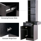BarberPub Wall Mount Barber Station Hair Styling Drawer Storage Beauty Salon Spa Equipment 3208 (Black)