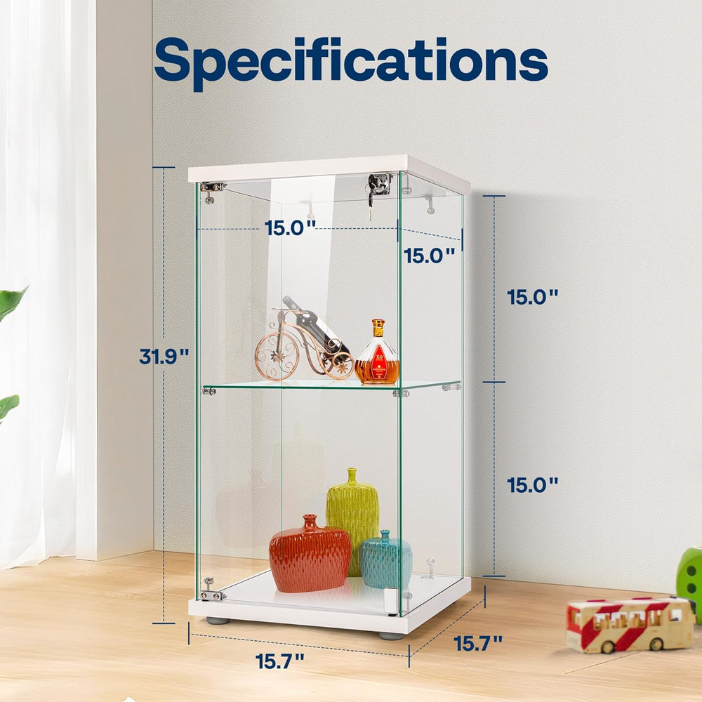 VIVOHOME 2 Layers 15.7''W x 15.7''D x 31.9''H Glass D...