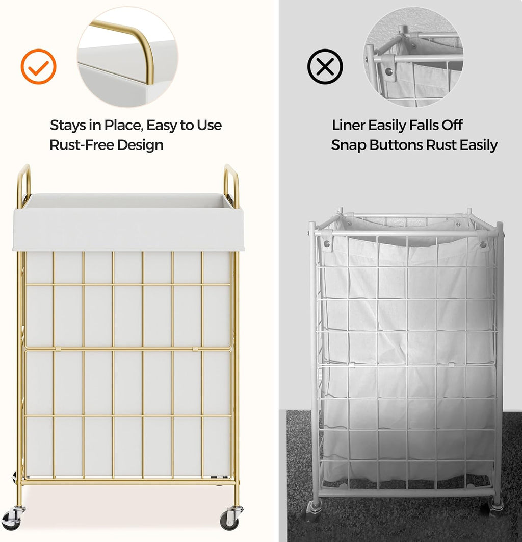 Laundry Hamper with Wheels, 90L Laundry Basket with Handle, Laundry Sorter with Removable Liner Bag