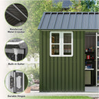 VanAcc 12x10.3x8.1 FT Galvanized Steel Outdoor Storage Shed with a Lockable Hinged Door and 2 Windows, Metal shed for Garden, Backyard, Dark Grey/White