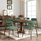Dining Chairs Set of 6, Curved Back Kitchen Room Chairs with Metal Legs and Anti Slip Pads, Upholstered Dining Chair for Home and Restaurant, Green
