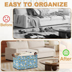 32L Large Storage Bins with Handles, Basket Organizer for Shelves, Closet, Books, Laundry & Home Decor (Bee Daisy)