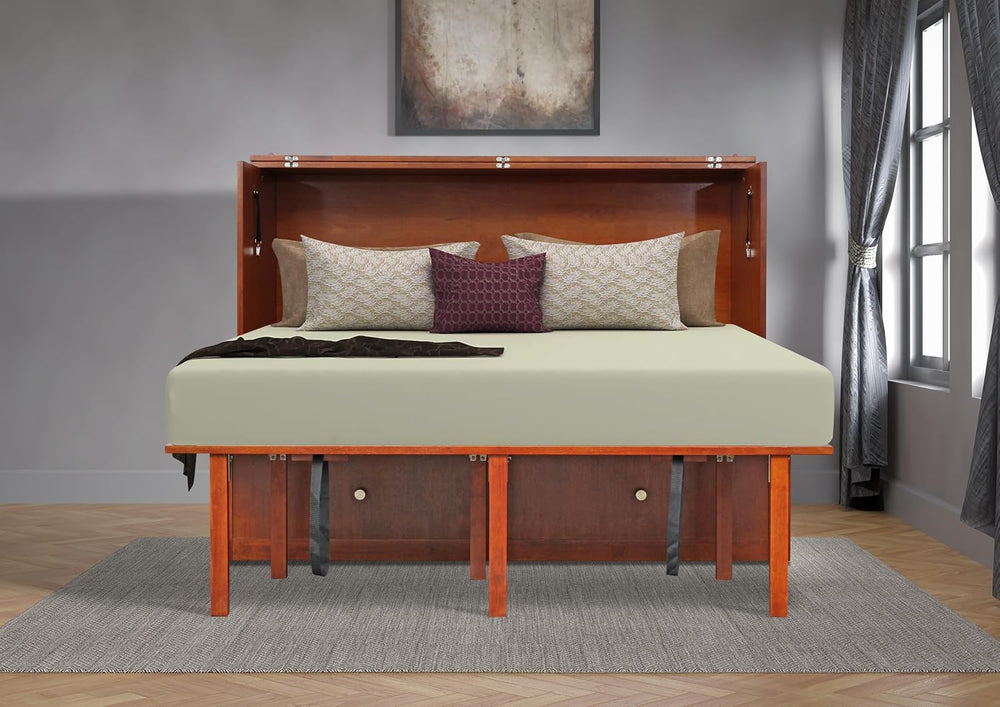 Mega Solutions Notturno Murphy Cabinet Bed Queen 8 inch Save Space in Style w...