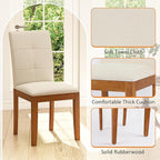 DAGONHIL Dining Chairs Set of 6, Modern Upholstered Fabric Dining Room Chairs, Armless Kitchen Chairs with Wood Legs and Padded Seat for Living Room, Bedroom, Kitchen (Beige)