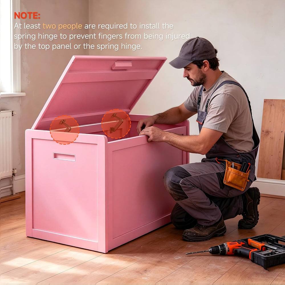 Storage Chest, Entryway Storage Bench with 2 Safety Hinges, Storage Trunk wit...