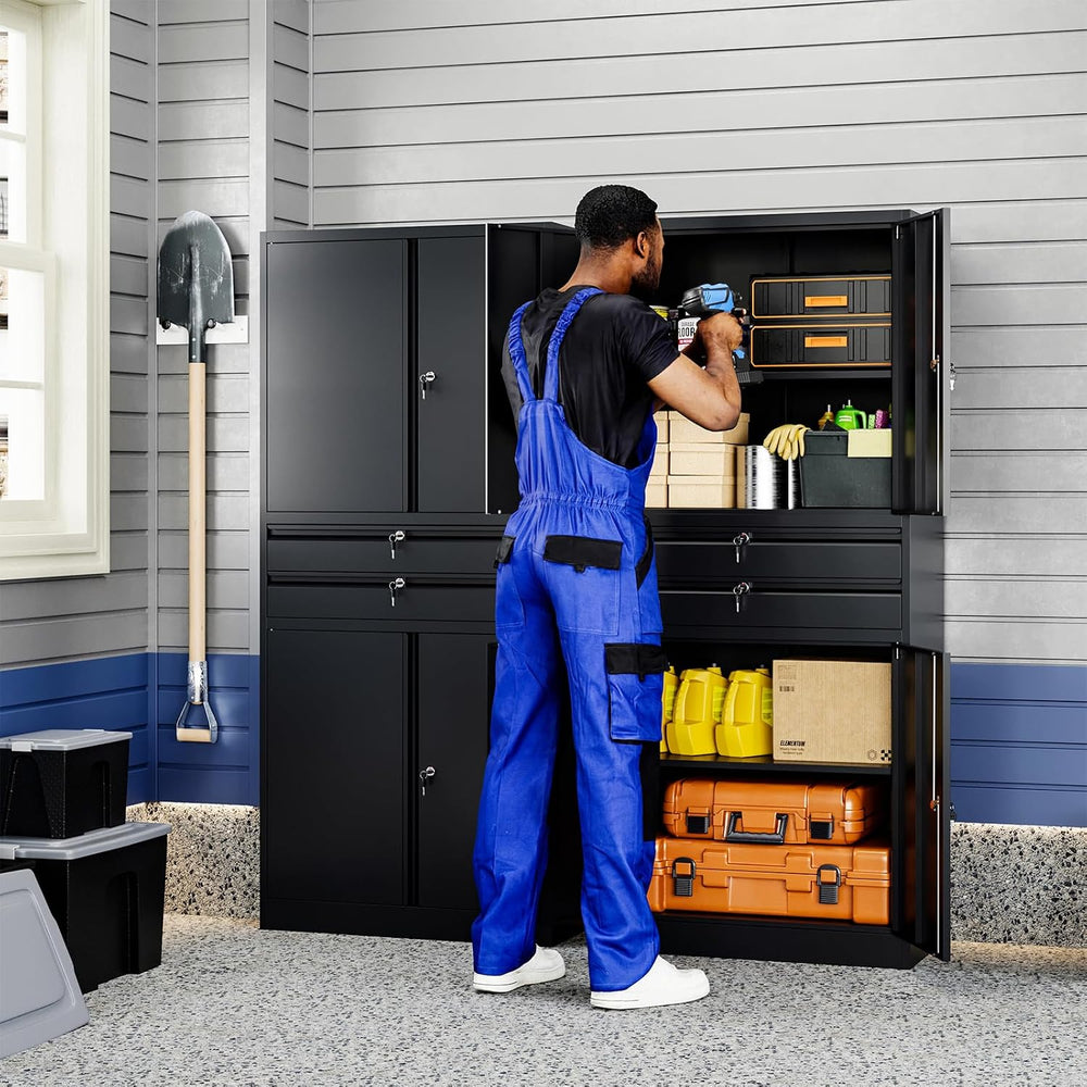 Yizosh Metal Garage Storage Cabinet with Locking Doors and Adjustable Shelves...