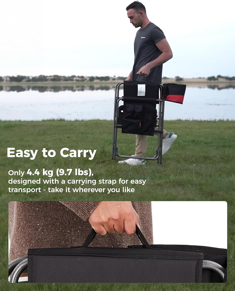 KingCamp Director Chair – Heavy Duty 400lb Capacity Camping Chair with Side T...